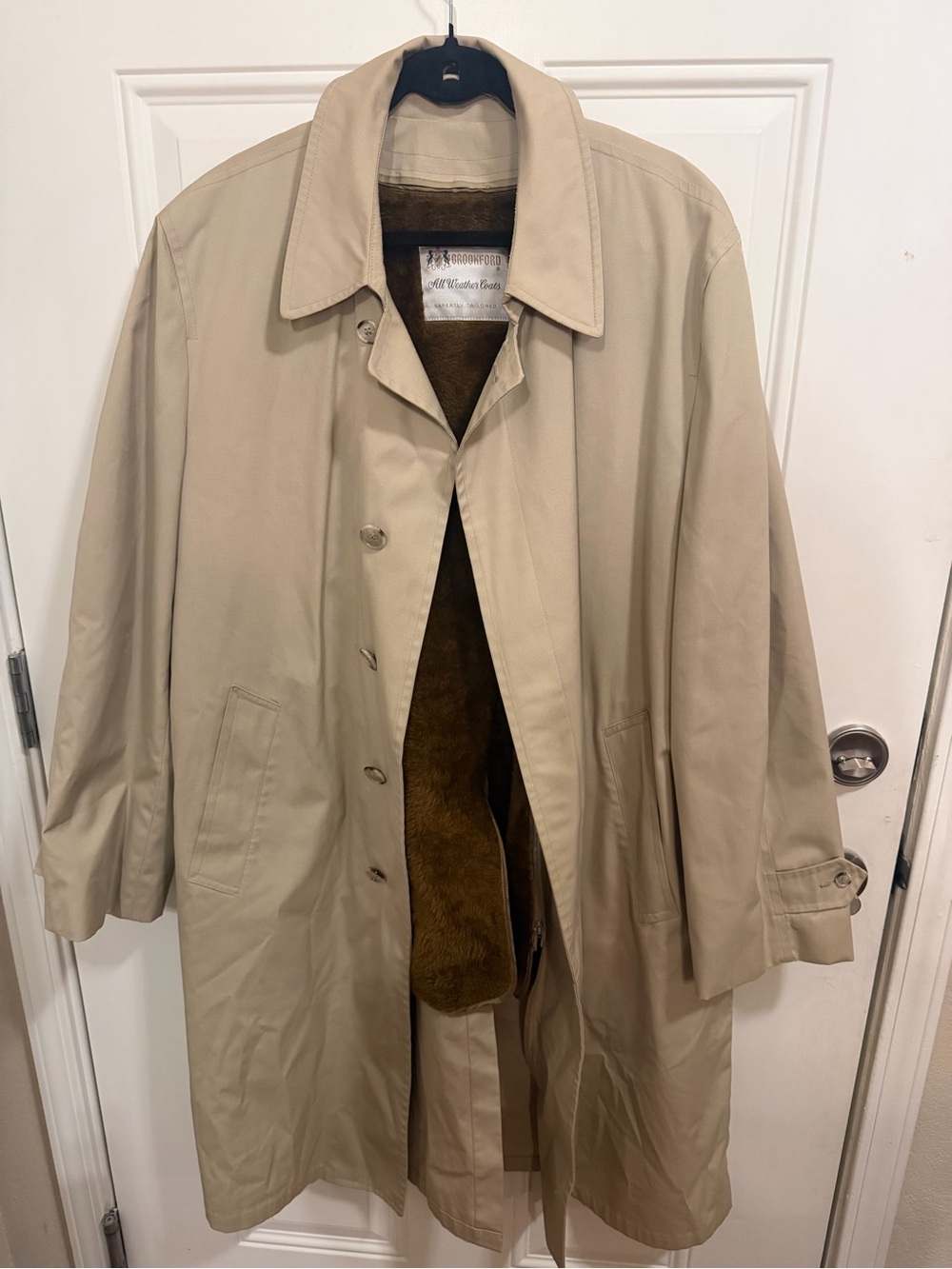 Vintage Brookford all weather Men's Beige Trench Coat with removable Lining